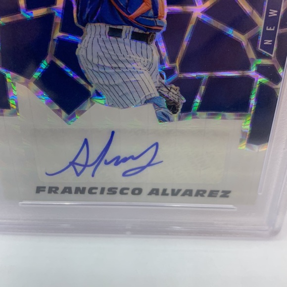 2021 Panini Mosaic Francisco Alvarez Scripts Auto Mets Gem Mint Pop 5 (MISC8) - Picture 3 of 4